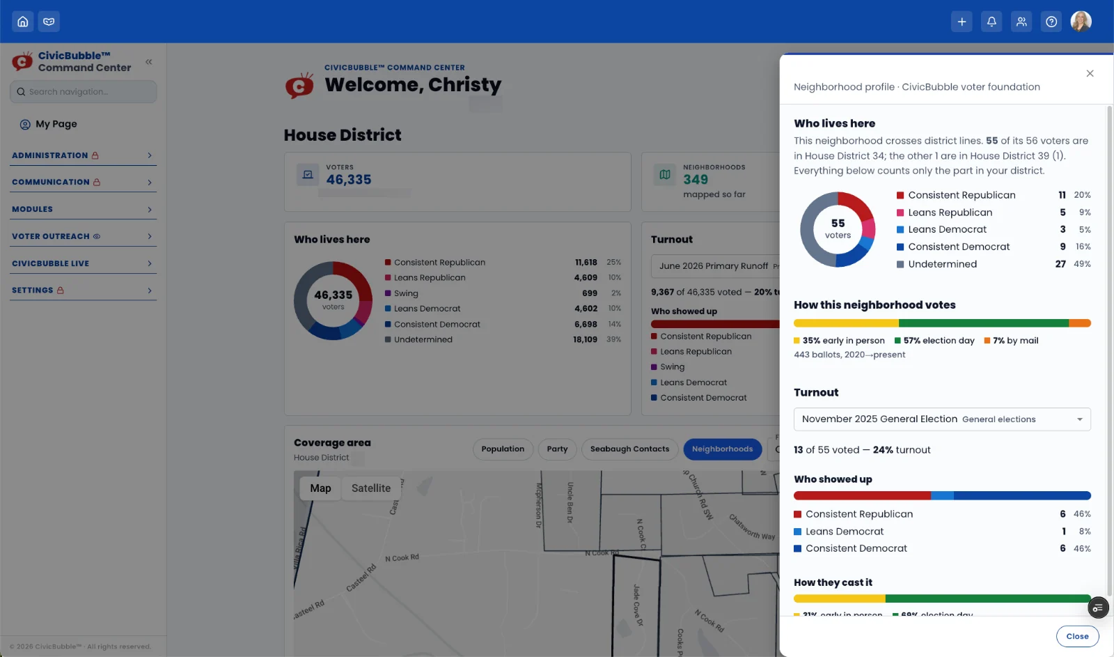 A neighborhood profile in Campaign HQ™