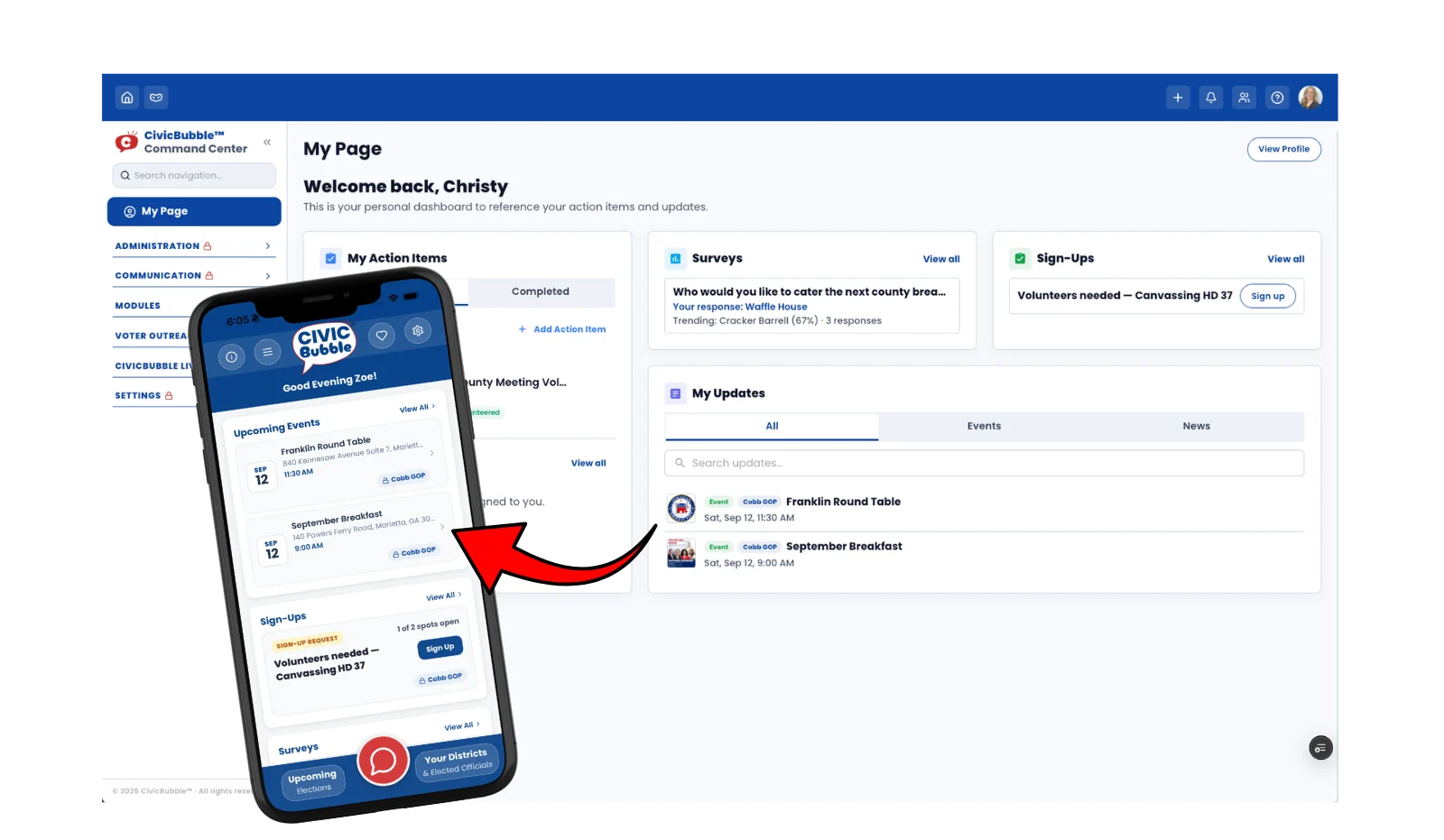 My Page on the web and in the app