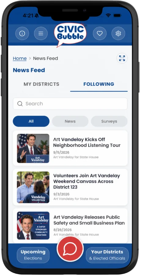 Campaign news in a supporter's feed
